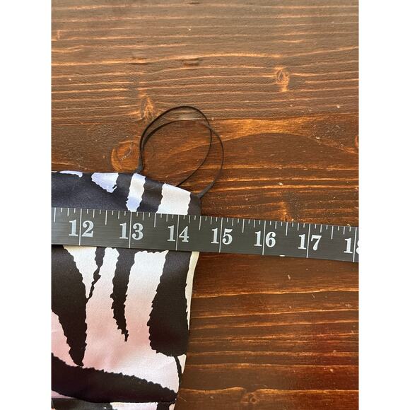 VTG 90s Y2K Cache Strapless Mermaid Maxi Dress Sz0 Black White Palms Ruched Prom - Picture 13 of 16